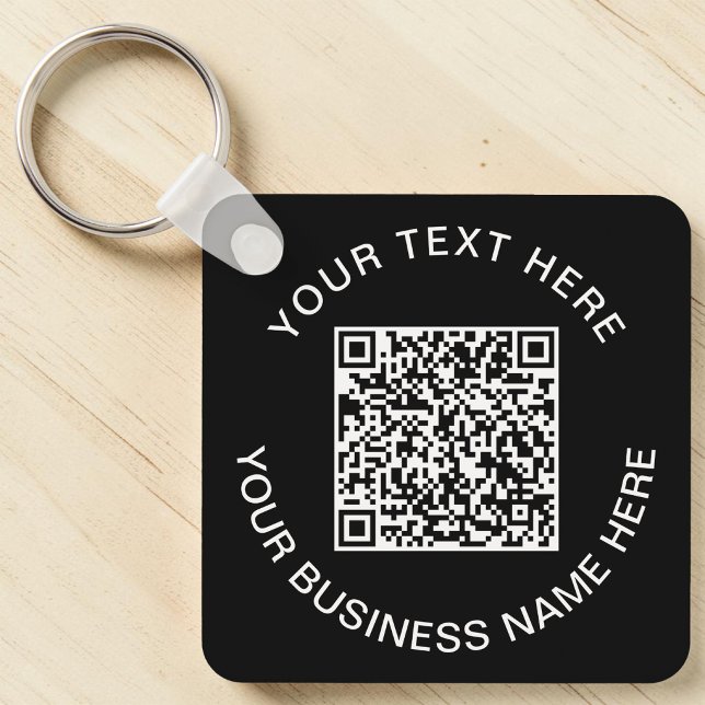 Chaveiro Código QR Preto Promocional (Your link. On their keys. Custom QR code keychain — scan & connect anywhere, anytime)