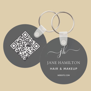 Chaveiro Código QR Promocional Empresarial Cinza
