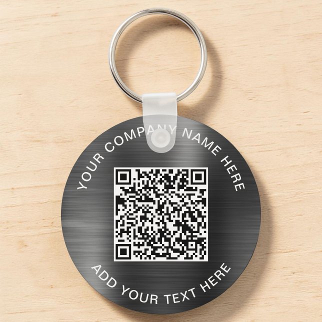Chaveiro Código QR Promocional Prata Moderno (Modern QR Code Promotional Silver Keychain)