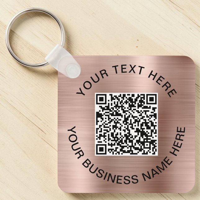Chaveiro Código QR Promocional Rosa Dourado (Promotional QR Code Rose Gold Keychain)