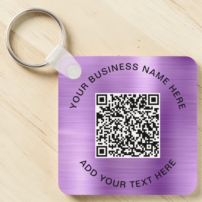 Chaveiro Código QR Promocional Roxo (QR Code Promotional Purple Keychain)