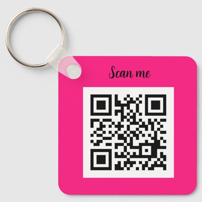 Chaveiro Código QR Rosa Quente Elegante Negócios (Frente)