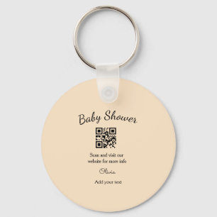 Chaveiro Código QR simples para chá de bebê com nome e text