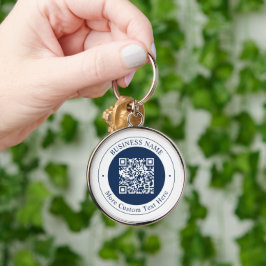 Chaveiro Código QR & Texto personalizáveis | Azul-marinho e