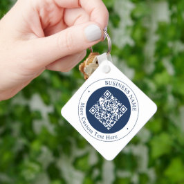 Chaveiro Código QR & Texto personalizáveis | Azul-marinho e