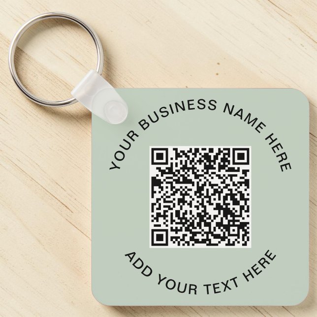 Chaveiro Código QR Verde Sal Promocional (Promotional Sage Green QR Code Keychain)