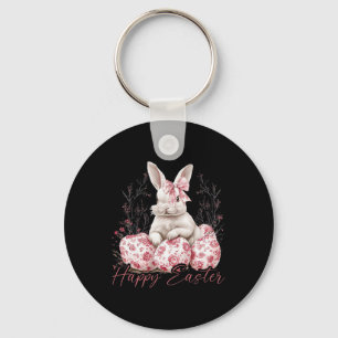 Chaveiro Coelhinho Chique Floral Chinoiserie Páscoa Feliz M