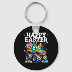 Chaveiro Coelhinho de Páscoa de Caminhão Monstro Feliz e Di