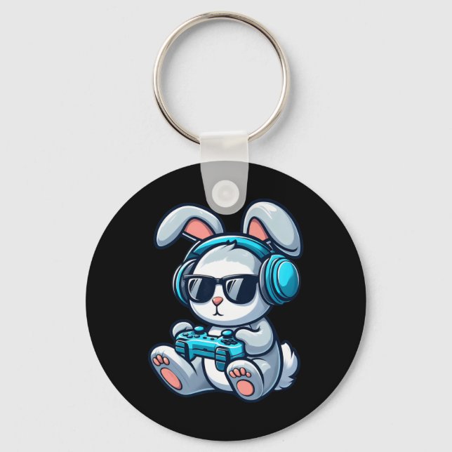 Chaveiro Coelhinho Gamer do Dia de Páscoa Engraçado Primave (Frente)