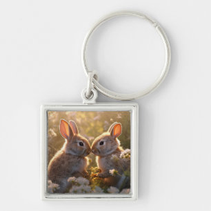 Chaveiro Coelhinhos Adoráveis no Design de Prado de Primave