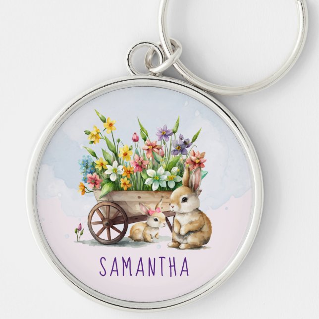 Chaveiro Coelhinhos Fofos Personalizados Menina Páscoa (Frente)