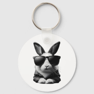 Chaveiro Coelho Bunny Legal Com Óculos De Sol Casaco Easter