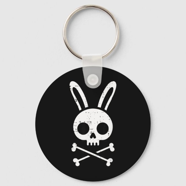 Chaveiro Coelho da Páscoa Caveira Cruz Ossos Coelho Goth Ho (Frente)