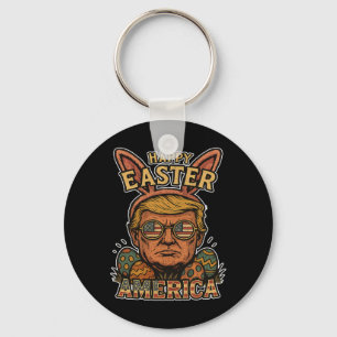 Chaveiro Coelho de Páscoa Feliz Trump Caça ao Ovo Primavera