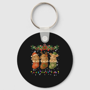 Chaveiro Coelho em Meias de Natal Luzes Coelho Natal