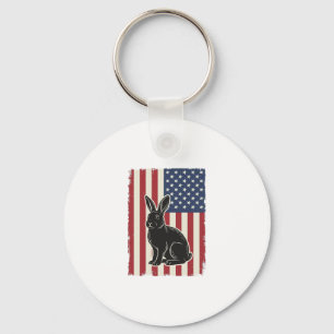 Chaveiro Coelho Patriótico Bandeira Americana Gravura Vinta