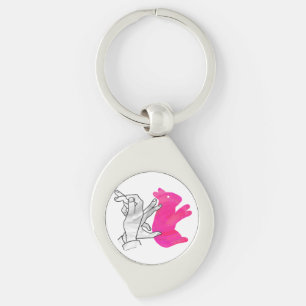 Chaveiro Coelho Silhueta Mão Rosa