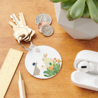 Chaveiro Coelho Whimsical & Pássaro em Sangue - Primavera