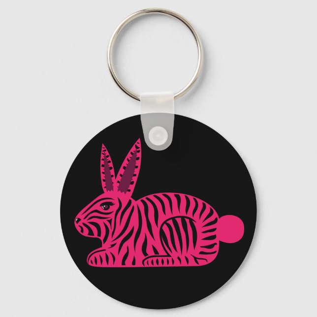 Chaveiro Coelho Zebra Rosa (Frente)