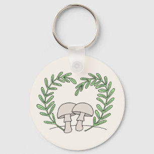 Chaveiro Cogumelos com Folhas de Fern Coração