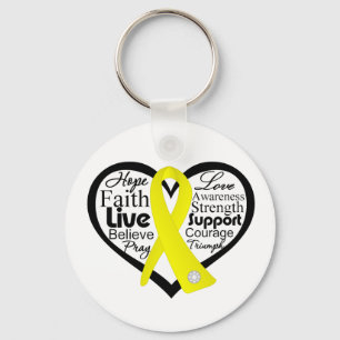 Chaveiro Colagem de Fita Cardíaca na Prevenção de Suicídio