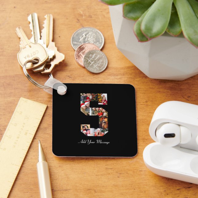 Chaveiro Colagem de Fotografias Preta e Branco Número 5 (Mesa)