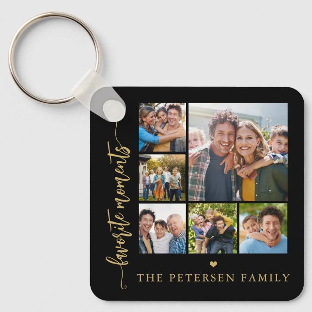 Chaveiro Colagem de fotos com roteiro moderno personalizado (Frente)