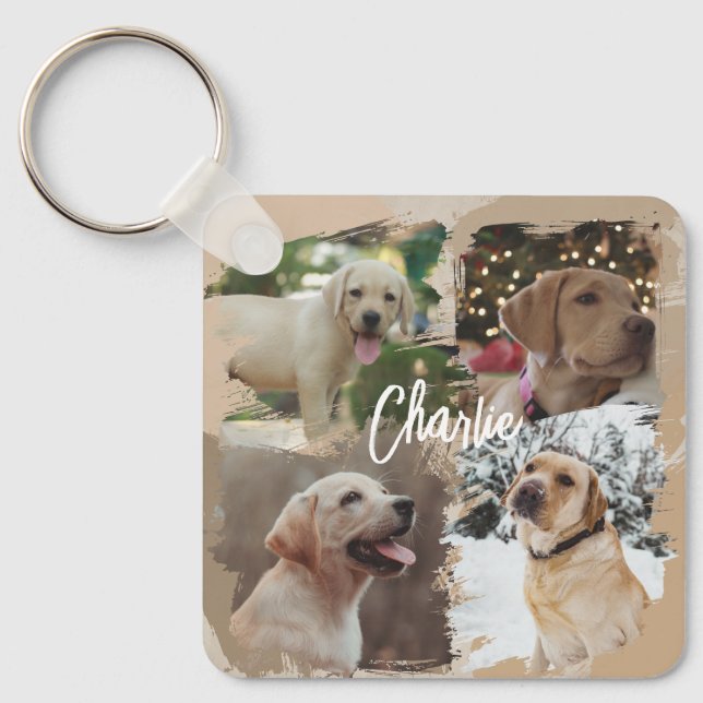 Chaveiro Colagem de Fotos de Animais de Estimação ao Longo  (Frente)