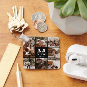 Chaveiro Colagem de Fotos do Casal Monograma   Presente Mon