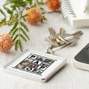 Chaveiro Colagem de Fotos Personalizada do Avô Moderno Papo