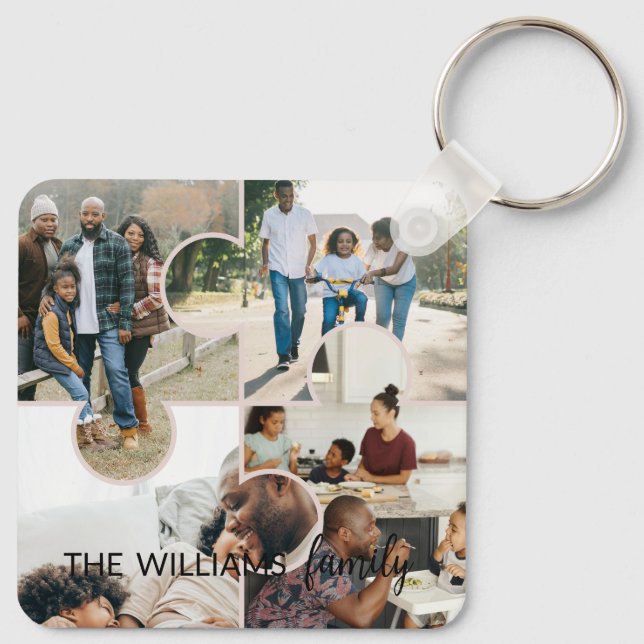 Chaveiro Colagem de fotos personalizada do quebra-cabeça 4  (Verso)