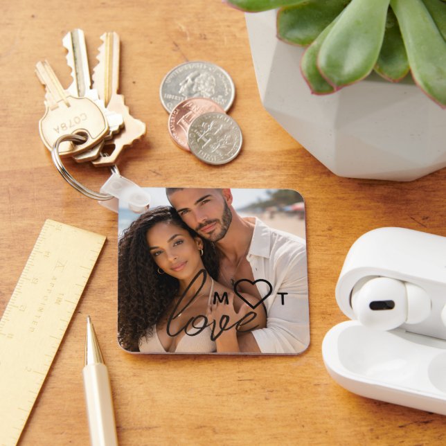 Chaveiro Colagem de Fotos Personalizadas com Texto e Monogr (Mesa)