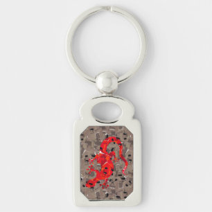Chaveiro Colagem de Lagarto Vermelho