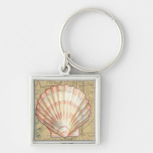 Chaveiro Colagem de Mapa Costeiro