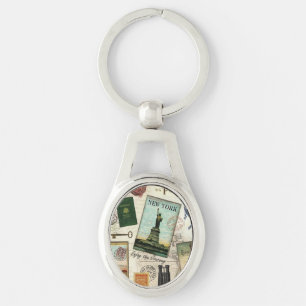 Chaveiro colagem de viagens vintage moderna