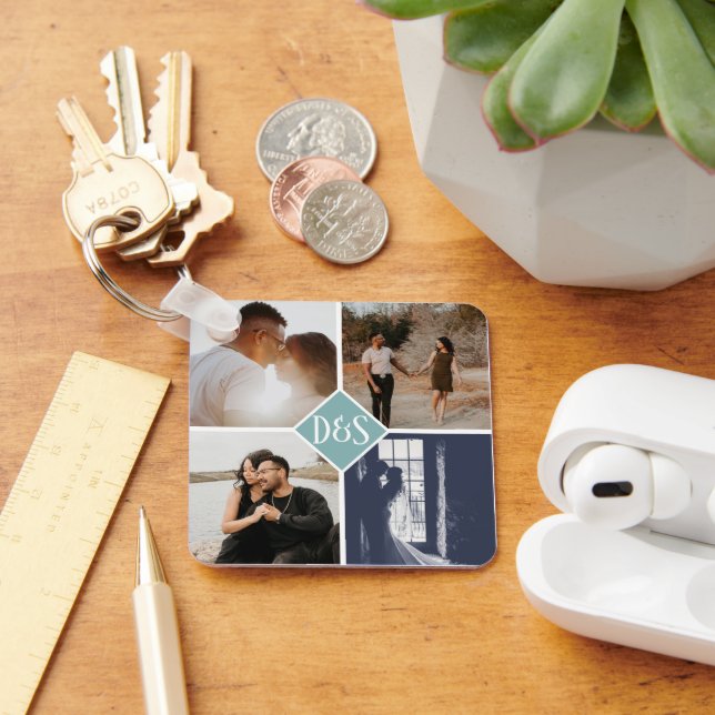 Chaveiro Colagem Personalizada de Fotografias Monogramas 5  (Mesa)