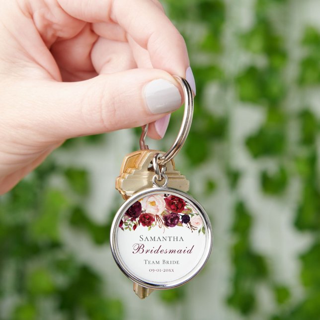 Chaveiro Colar de Chave de Metal Rosa Moderno Floral Borgon (Criador carregado)