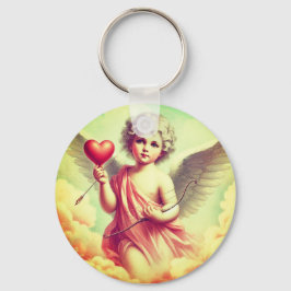 Chaveiro colar relicário feminino vintage anjo cupido