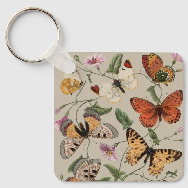 Chaveiro Coleção de Desenhos de Mariposa Borboleta Natureza (Frente)