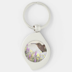 Chaveiro Colibri e Flores Silvestres Arte Digital Pingente