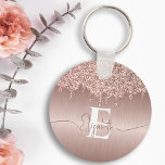 Chaveiro Colírios De Lítio Metálico Bruto Dourado, Com rosa<br><div class="desc">Elevem a sua coleção de chaves com o nosso Chaveiro monograma de Glitter metálico com Rosa Dourado! Faça uma declaração com o seu monograma elegantemente apresentado em branco num pano de fundo de rosa de ouro que goteja sobre rosa de ouro escovado. Esta chaveiro é uma combinação perfeita de estilo...</div>