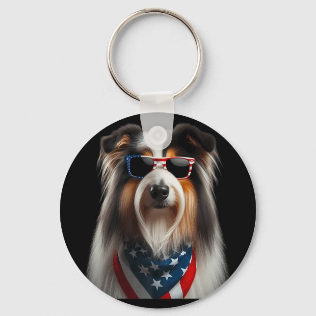 Chaveiro Collie Dog 4 De Julho Independente Americano (Frente)