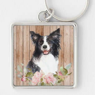 Chaveiro Collie e Flores de Borda de Cana-d'Água