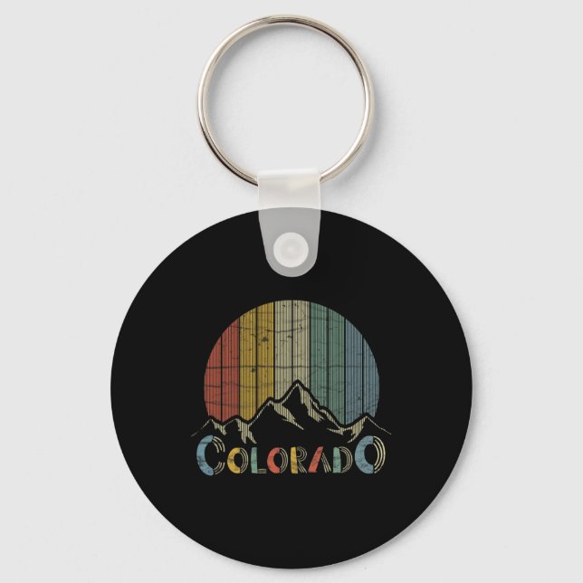 Chaveiro Colorado Rocky Mountain Retro Tee Skiing Camping (Frente)
