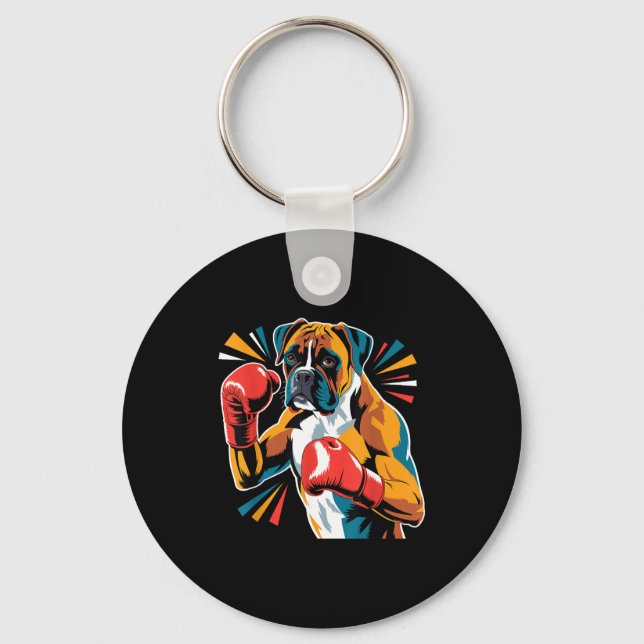 Chaveiro Colorful Funny Boxing Dog Lovers Kickboxing Boxer  (Frente)