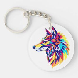 Chaveiro Colorful Geometric Wolf Acrylic Keychain