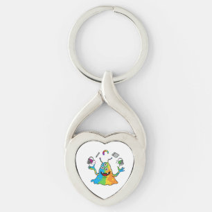 Chaveiro Colorful Jelly Alien Juggling Cute Monster Heart K