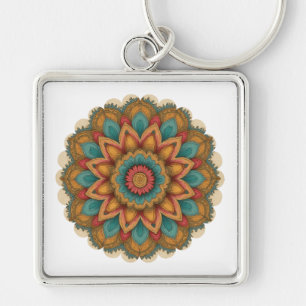Chaveiro Colorful Mandala Floral Boho Charm