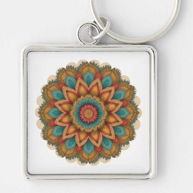 Chaveiro Colorful Mandala Floral Boho Charm (Frente)
