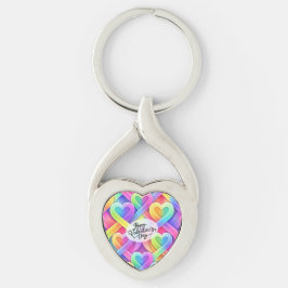 Chaveiro Colorful Modern Hearts Pattern Valentine’s Day 